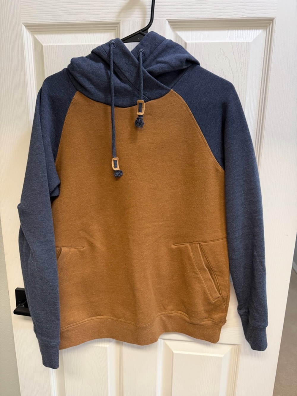 Two-Tone Hooded Sweatshirt in Brown & Navy for Women